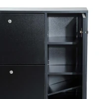 HOMCOM schoenenkast schoenenrek schoenenrek met 3 kleppen en trekstang 22-28 paar 80x24x120cm zwart(m-9)