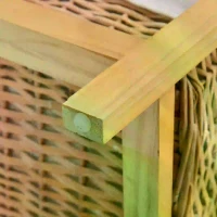 HOMCOM 3 Drawer Dresser Wicker Basket Storage Shelf Unit Wooden Frame Home Organisation Cabinet Bedroom Office Furniture Natural Finish(m-8)