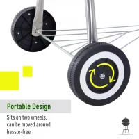 Outsunny Outdoor Portable Round Charcoal BBQ Grill with Wooden Handle, Bottom Shelves, Easy Cleaning for Party Patio(m-4)