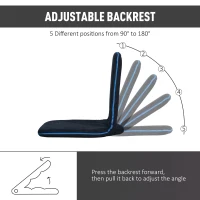 HOMCOM Folding Floor Chair, Lazy Sofa, Steel, 90°-180° Foldable, Space Saving, Blue(m-4)