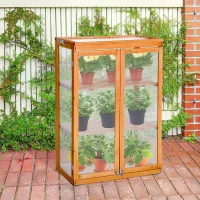 Outsunny 3-Tier Outdoor Garden Wooden Greenhouse, 76x47x110 cm(m-10)