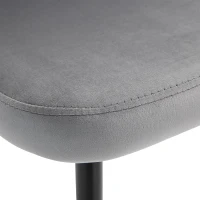 HOMCOM set van 2 eetkamerstoelen keukenstoelen gestoffeerde stoel design stoel met rugleuning gestoffeerde fauteuil synthetisch suède fauteuil fluweel metalen poten grijs 49x50x77cm(m-9)