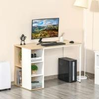 HOMCOM bureau boekenkast computer tafel bureau tafel met planken grote opbergruimte spaanplaat metaal eiken + wit 115 x 55 x 75 cm(m-1)