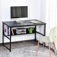 HOMCOM bureau voor werkkamer computertafel kantoortafel thuiskantoor modern design spaanplaat metaal zwart 120 x 60 x 75 cm(m-3)
