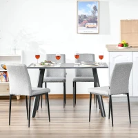 HOMCOM set van 4 keukenstoelen eetkamerstoelen bureaustoel met rugleuning gestoffeerde fauteuil kunstleer fauteuil houten poten grijs 41,5 x 54,5 x 87cm(m-5)