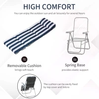 Outsunny 2Pc Folding Sun Loungers Set-Blue/White(m-4)