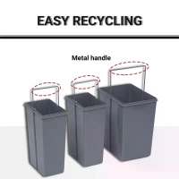 HOMCOM Kitchen Recycle Waste Bin Pull Out Soft Close Dustbin Recycling Cabinet Trash Can Grey (40L (1x20L+2x10L))(m-5)
