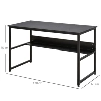HOMCOM bureau voor werkkamer computertafel kantoortafel thuiskantoor modern design spaanplaat metaal zwart 120 x 60 x 75 cm(m-2)