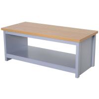 HOMCOM Coffee Table, 2-tier Centre Table with Storage Shelf and Wood Grain Tabletop, Rustic Living Room Table, Grey