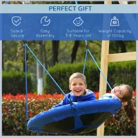 HOMCOM Kids Round Tree Swing ø100cm - Blue(m-4)