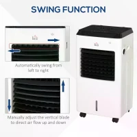 HOMCOM 8.5L Portable Air Cooler, Heater, Humidifier with Ice Packs, 3 Speed, 3 Mode, 7.5H Timer, Remote, Air Cooling Fan for Bedroom, Home Office, White(m-6)