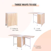 HOMCOM Foldable Drop Leaf Dining Table Folding Workstation for Small Space with Storage Shelves Cubes Oak & White(m-4)