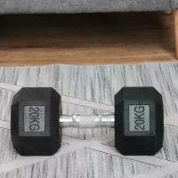 HOMCOM 20KG Single Rubber Hex Dumbbell Portable Hand Weights Dumbbell Home Gym(m-10)