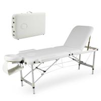 HOMCOM PVC Upholstered Portable Massage Table w/ Carry Case White