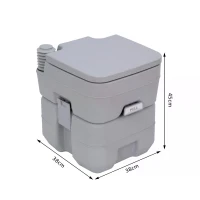 Outsunny 20L Portable Travel Mobile Toilet Outdoor Camping Handle WC with 2 Detachable Tanks & Push-button Operation, Grey(m-3)