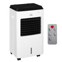 HOMCOM 8.5L Portable Air Cooler, Heater, Humidifier with Ice Packs, 3 Speed, 3 Mode, 7.5H Timer, Remote, Air Cooling Fan for Bedroom, Home Office, White
