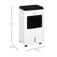 HOMCOM 8.5L Portable Air Cooler, Heater, Humidifier with Ice Packs, 3 Speed, 3 Mode, 7.5H Timer, Remote, Air Cooling Fan for Bedroom, Home Office, White(m-3)