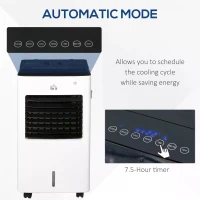 HOMCOM 8.5L Portable Air Cooler, Heater, Humidifier with Ice Packs, 3 Speed, 3 Mode, 7.5H Timer, Remote, Air Cooling Fan for Bedroom, Home Office, White(m-7)