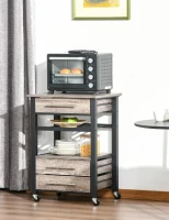 HOMCOM wózek kuchenny szafka kuchenna na kółkach wózek do serwowania z szufladą półką płyta wiórowa metal szary dąb 60 x 50 x 84,5 cm(m-1)