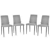 Zestaw 4 krzeseł kuchennych HOMCOM krzesła do jadalni krzesło biurowe z oparciem fotel tapicerowany imitacja skóry fotel nogi drewniane kolor szary 41,5 x 54,5 x 87 cm(m-1)