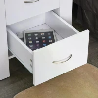 HOMCOM Bedside Table with 2 Drawers, Nightstand with Handles and Elevated Base, Side Table for Bedroom, Living Room, White(m-7)