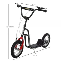 HOMCOM Bicycle Scooter, Kick Scooter for Kids, Big Wheel, Steel Height Adjustable Black/Red(m-3)