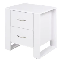 HOMCOM Bedside Table with 2 Drawers, Nightstand with Handles and Elevated Base, Side Table for Bedroom, Living Room, White(m-1)