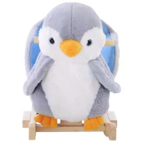 HOMCOM Children Kids Animal Rocking Horse Penguin Plush Musical Button 32 Songs Kid Rocker for 18+ Months(m-9)