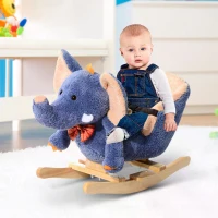 HOMCOM Elephant Rocking, with Sound, Elephant-Blue/Beige(m-2)