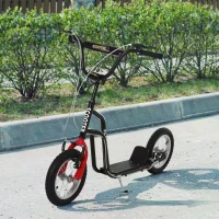 HOMCOM Bicycle Scooter, Kick Scooter for Kids, Big Wheel, Steel Height Adjustable Black/Red(m-2)