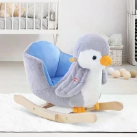 HOMCOM Children Kids Animal Rocking Horse Penguin Plush Musical Button 32 Songs Kid Rocker for 18+ Months(m-10)