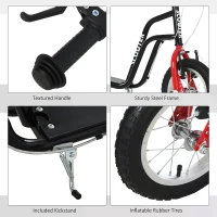 HOMCOM Bicycle Scooter, Kick Scooter for Kids, Big Wheel, Steel Height Adjustable Black/Red(m-7)