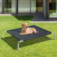 PawHut Small Dogs Portable Elevated Fabric Bed for Camping Outdoors Black(m-2)