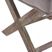 HOMCOM Small Footstool, Vintage Footrest with Velvet-touch Upholstery, Padded Seat and X-shaped Wood Legs for Living Room, Grey(m-6)