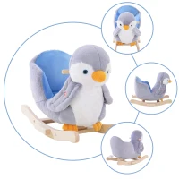 HOMCOM Children Kids Animal Rocking Horse Penguin Plush Musical Button 32 Songs Kid Rocker for 18+ Months(m-7)