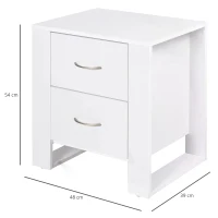 HOMCOM Bedside Table with 2 Drawers, Nightstand with Handles and Elevated Base, Side Table for Bedroom, Living Room, White(m-3)