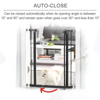 PawHut  Dog Safety Gate Indoor, 74-84cm Adjustable Metal Pet Gate w/ Auto-Close Door Double Locking Easy-Open Doors Stairs Black(m-5)