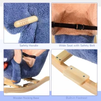 HOMCOM Elephant Rocking, with Sound, Elephant-Blue/Beige(m-6)