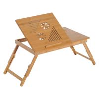 HOMCOM 55Lx35Wx 22-30H cm Portable Bamboo Laptop Desk-Bamboo