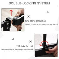 PawHut  Dog Safety Gate Indoor, 74-84cm Adjustable Metal Pet Gate w/ Auto-Close Door Double Locking Easy-Open Doors Stairs Black(m-4)