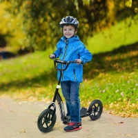 HOMCOM Bicycle Scooter, Kick Scooter for Kids, Big Wheel, 12" Tyres Height Adjustable, Steel Frame-Black(m-12)