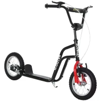 HOMCOM Bicycle Scooter, Kick Scooter for Kids, Big Wheel, Steel Height Adjustable Black/Red(m-9)