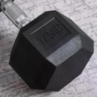 HOMCOM 17.5KG Single Rubber Hex Dumbbell Portable Hand Weights Dumbbell Home Gym(m-9)