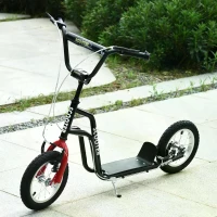 HOMCOM Bicycle Scooter, Kick Scooter for Kids, Big Wheel, Steel Height Adjustable Black/Red(m-14)