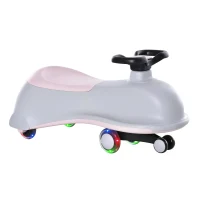 HOMCOM Toddlers Ride on Car Wiggle Car LED Flashing Wheels Dolphin Swing Car(m-1)