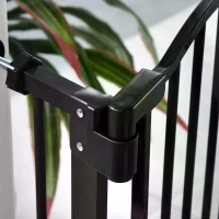 PawHut  Dog Safety Gate Indoor, 74-84cm Adjustable Metal Pet Gate w/ Auto-Close Door Double Locking Easy-Open Doors Stairs Black(m-8)