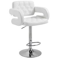 HOMCOM PU Leather Bar Stool W/Chrome Metal Base-White