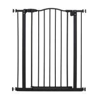 PawHut  Dog Safety Gate Indoor, 74-84cm Adjustable Metal Pet Gate w/ Auto-Close Door Double Locking Easy-Open Doors Stairs Black(m-1)