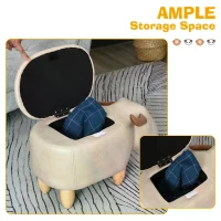 HOMCOM PU Leather Upholstered Cow Storage Stool Ivory(m-5)