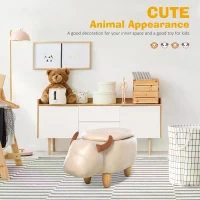 HOMCOM PU Leather Upholstered Cow Storage Stool Ivory(m-4)